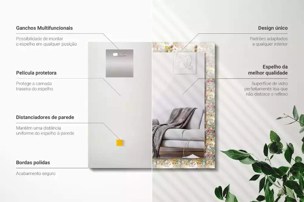 Decorațiuni de perete cu oglinzi Fluturi colorați flori