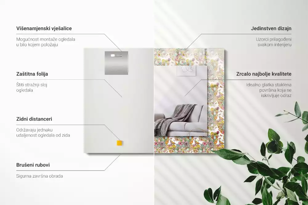 Decorațiuni de perete cu oglinzi Fluturi colorați flori