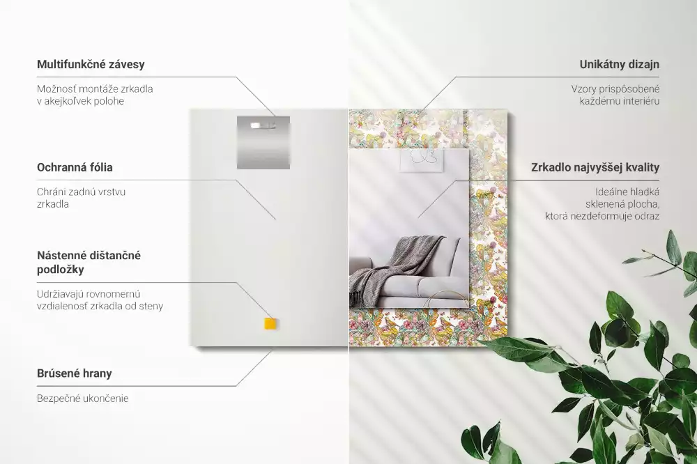 Decorațiuni de perete cu oglinzi Fluturi colorați flori