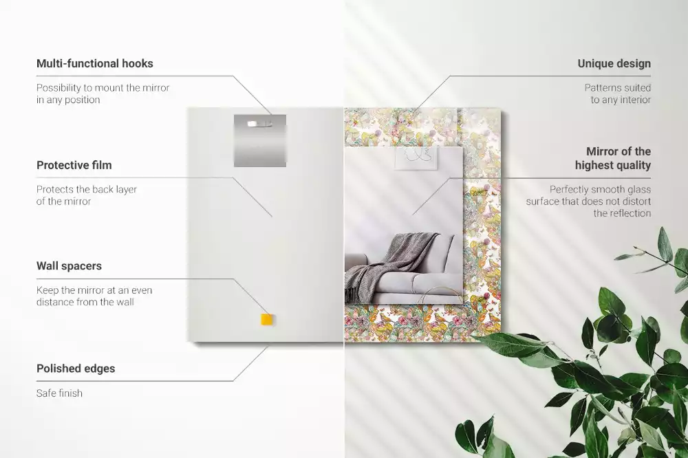 Decorațiuni de perete cu oglinzi Fluturi colorați flori