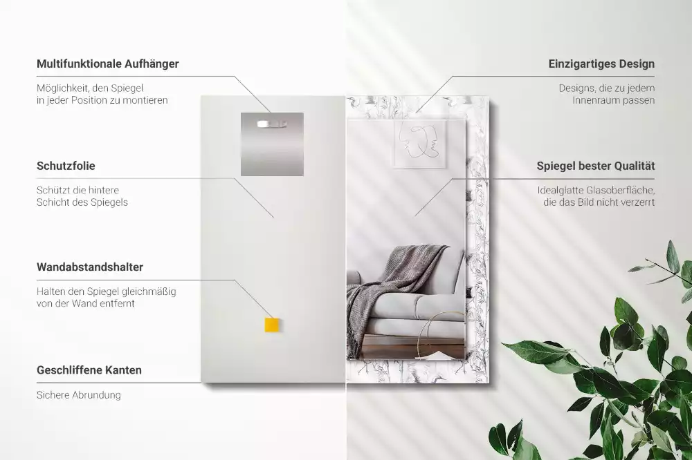 Oglindă imprimată Cocori și bambuși