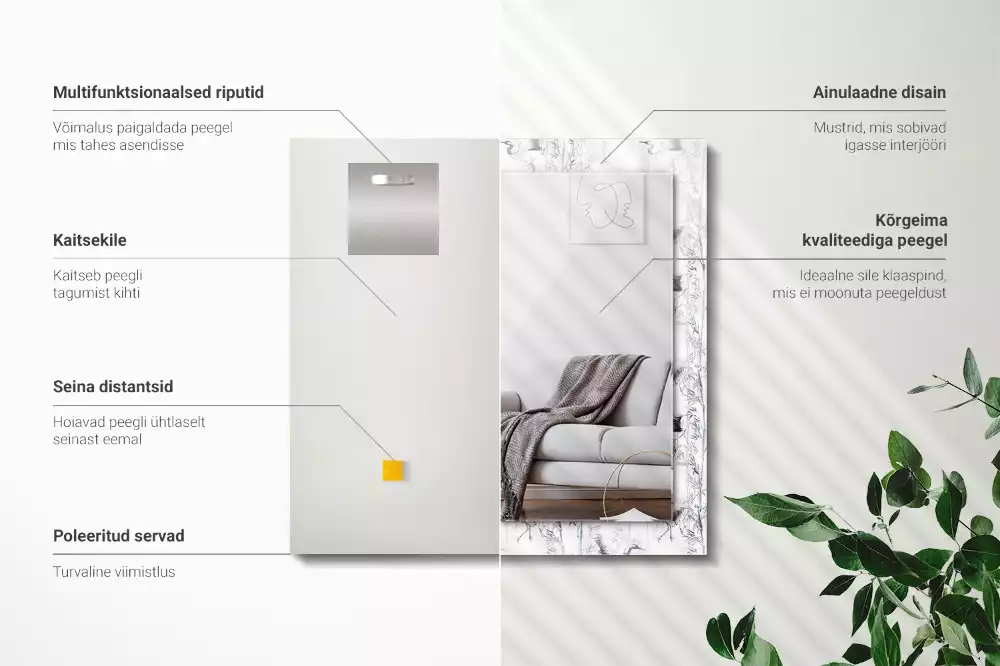 Oglindă imprimată Cocori și bambuși