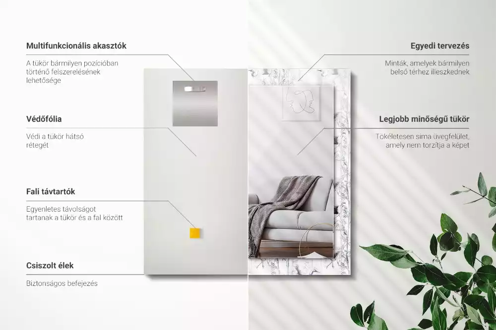 Oglindă imprimată Cocori și bambuși