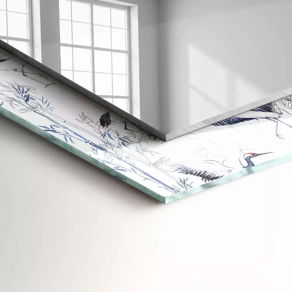 Oglindă imprimată Cocori și bambuși