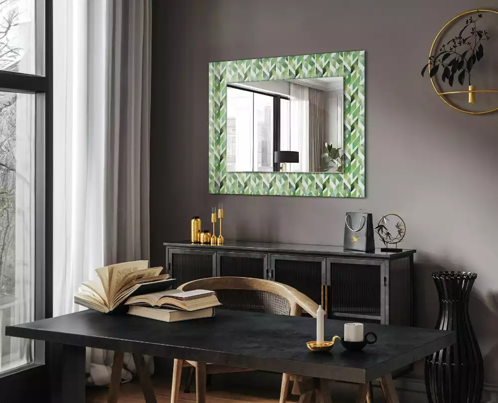 Decorațiuni de perete cu oglinzi Model geometric verde