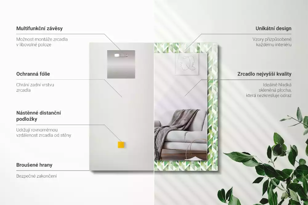 Decorațiuni de perete cu oglinzi Model geometric verde