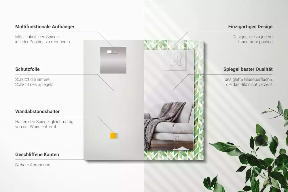 Decorațiuni de perete cu oglinzi Model geometric verde