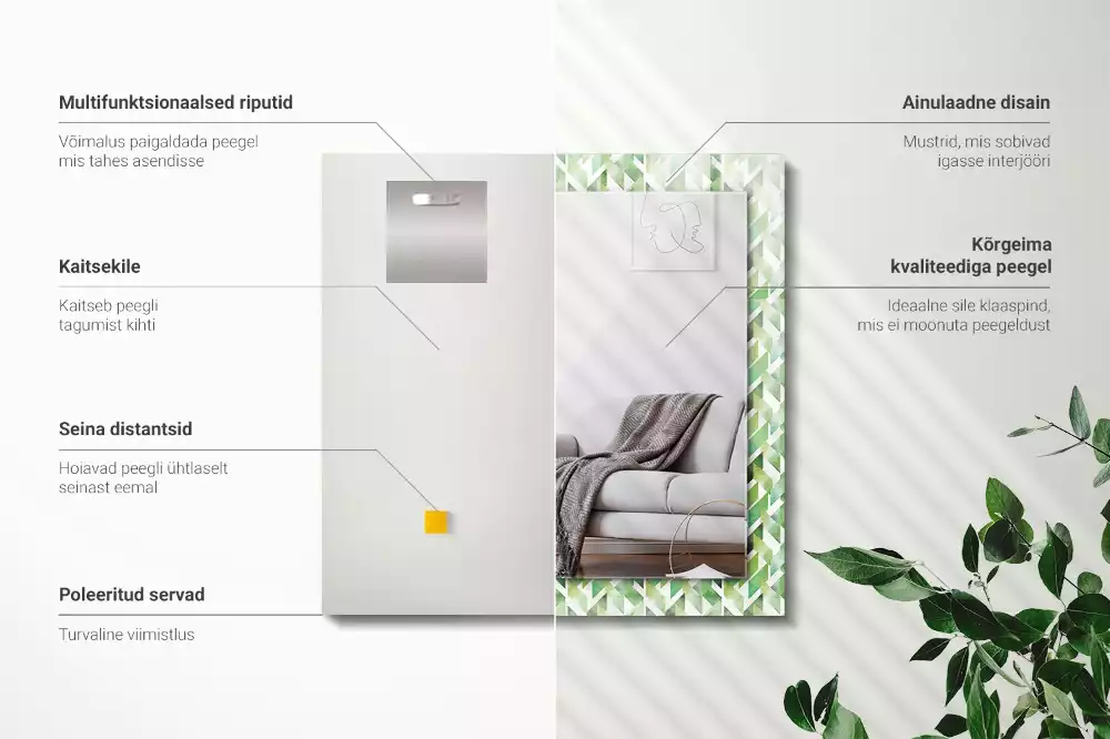 Decorațiuni de perete cu oglinzi Model geometric verde