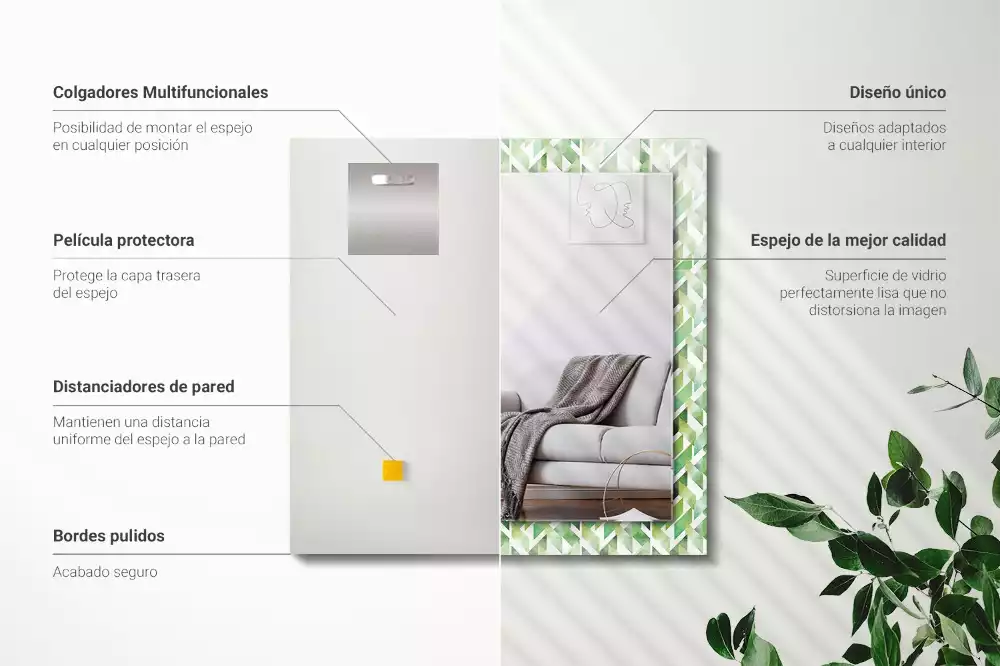 Decorațiuni de perete cu oglinzi Model geometric verde