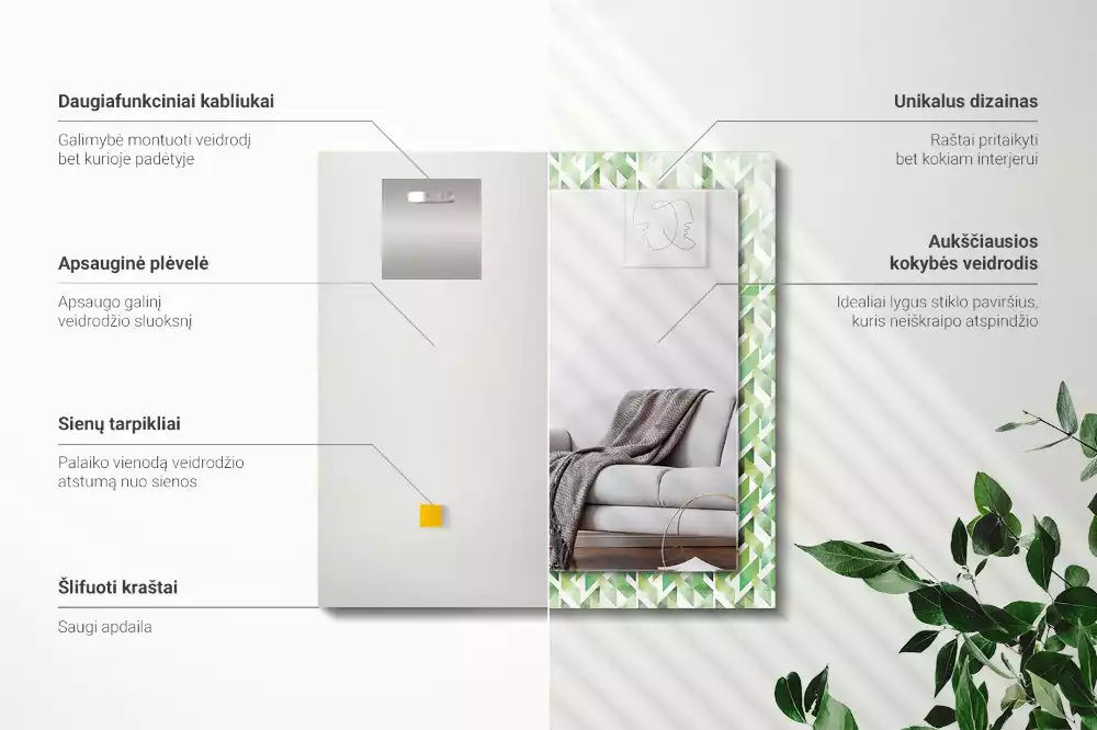 Decorațiuni de perete cu oglinzi Model geometric verde