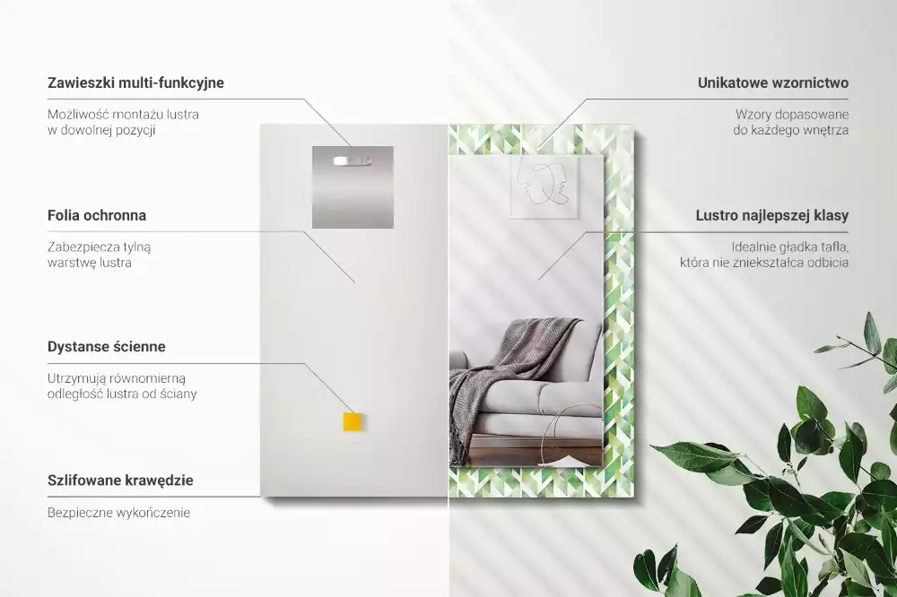 Decorațiuni de perete cu oglinzi Model geometric verde