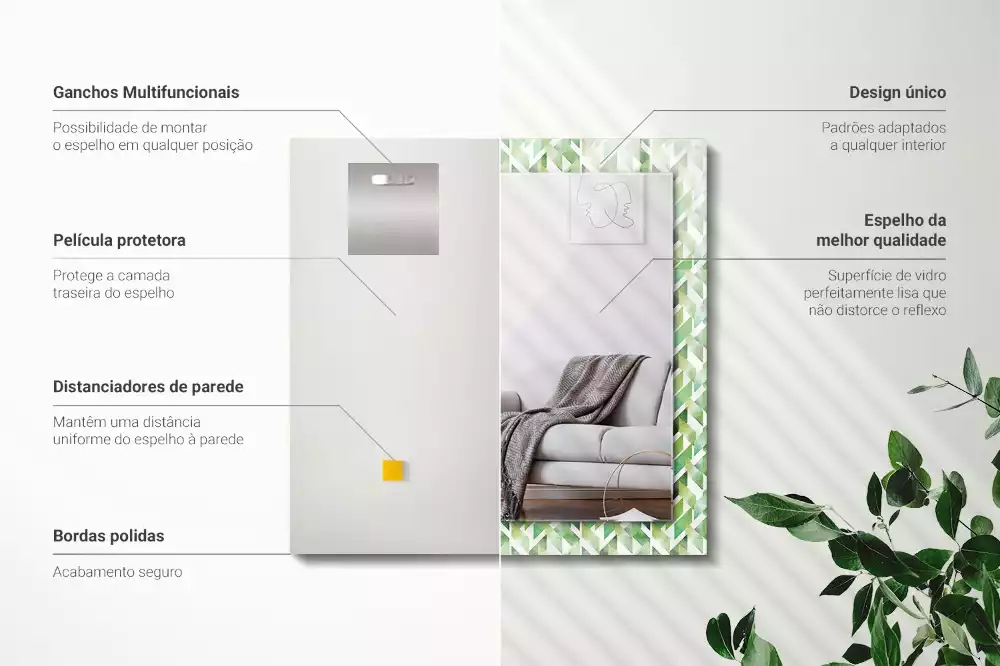 Decorațiuni de perete cu oglinzi Model geometric verde