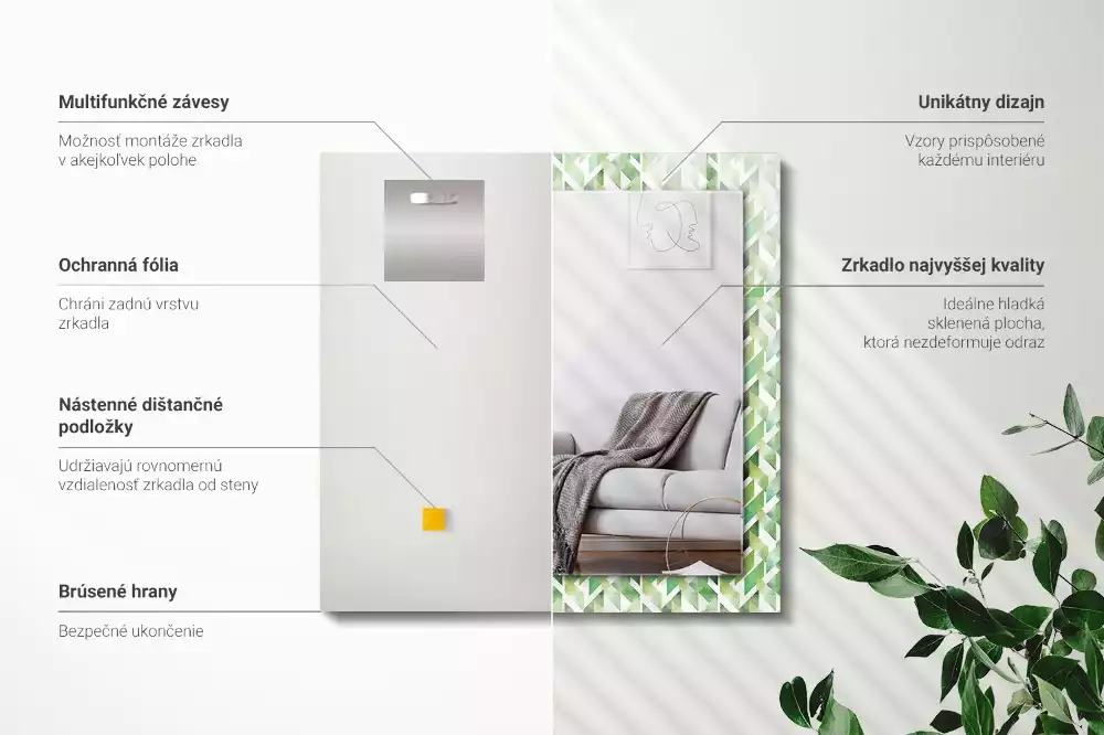 Decorațiuni de perete cu oglinzi Model geometric verde