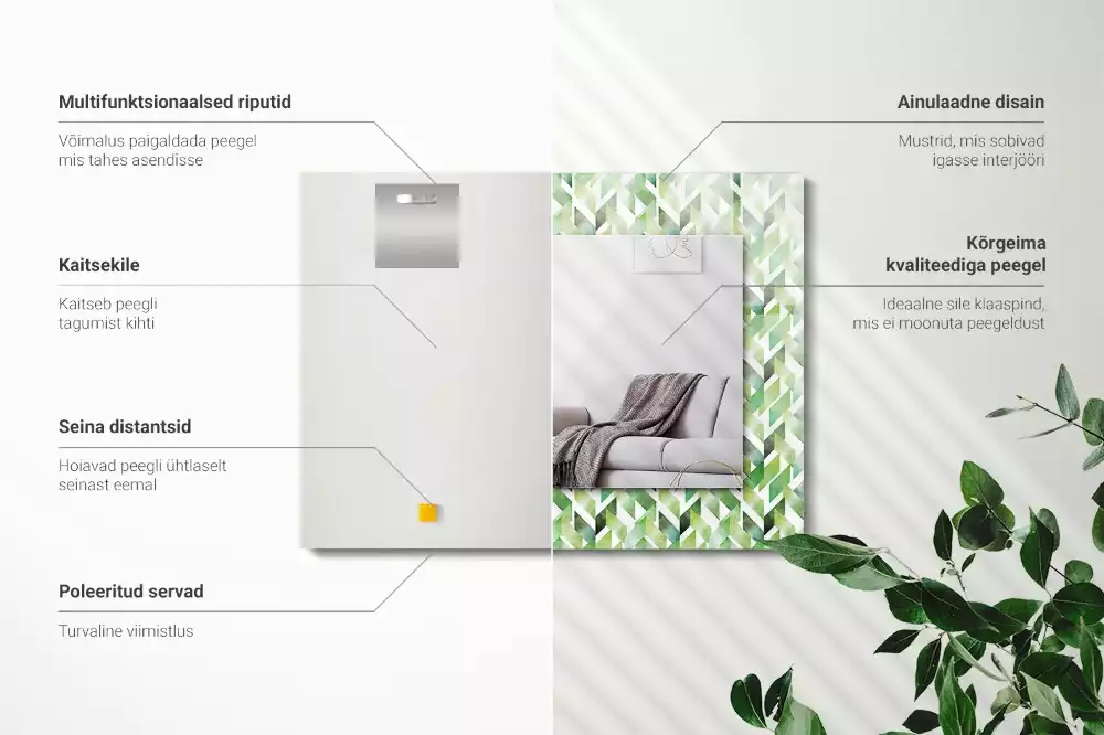 Decorațiuni de perete cu oglinzi Model geometric verde