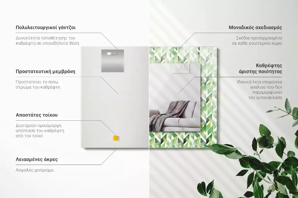 Decorațiuni de perete cu oglinzi Model geometric verde