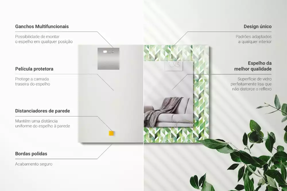 Decorațiuni de perete cu oglinzi Model geometric verde