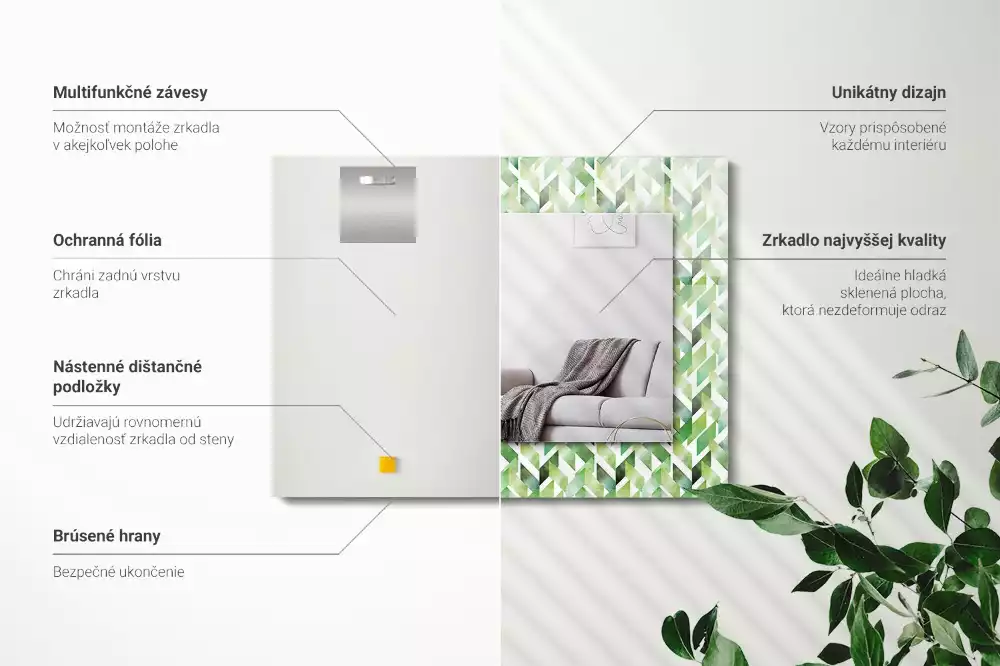 Decorațiuni de perete cu oglinzi Model geometric verde