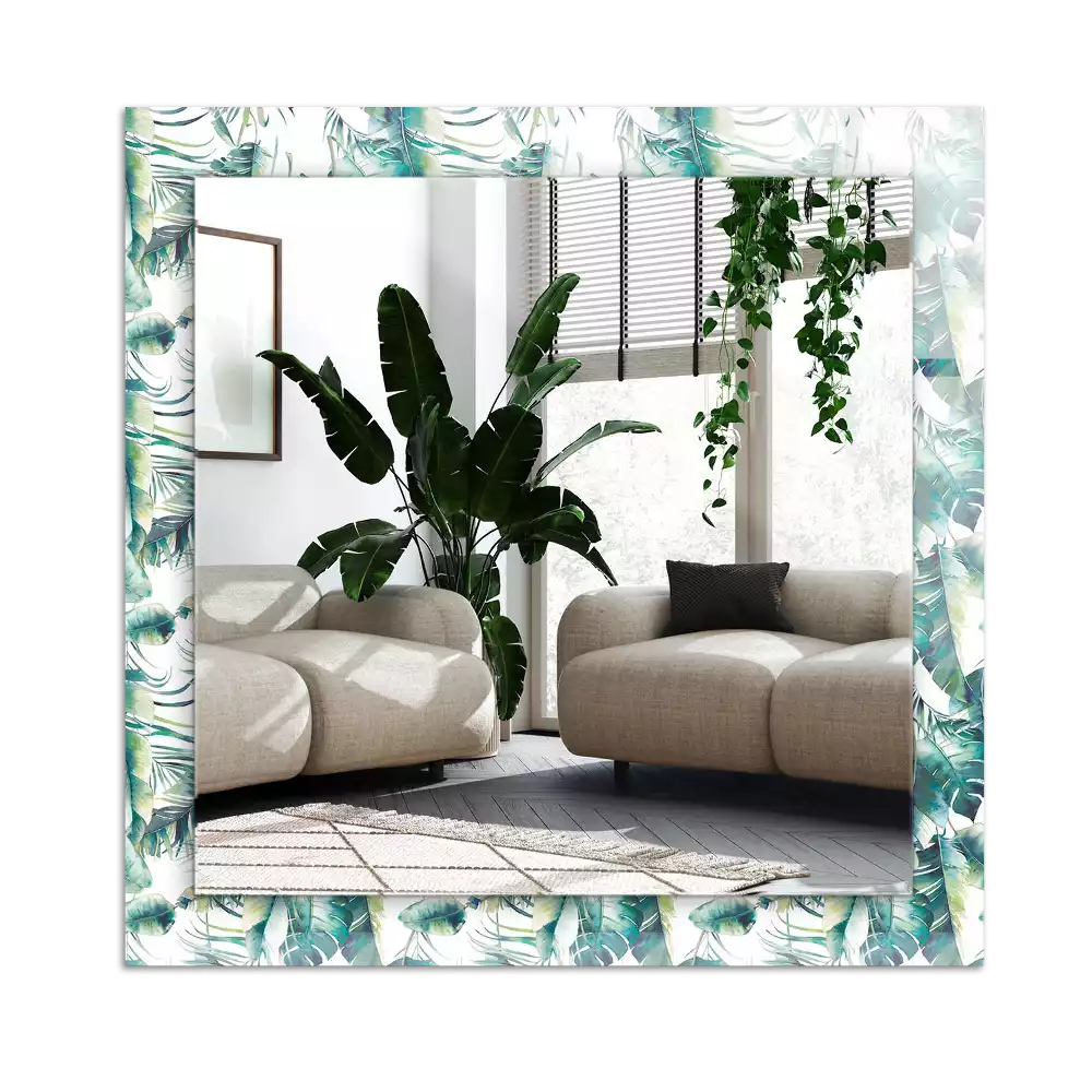 Decorațiuni perete cu oglindă Frunze tropicale verzi