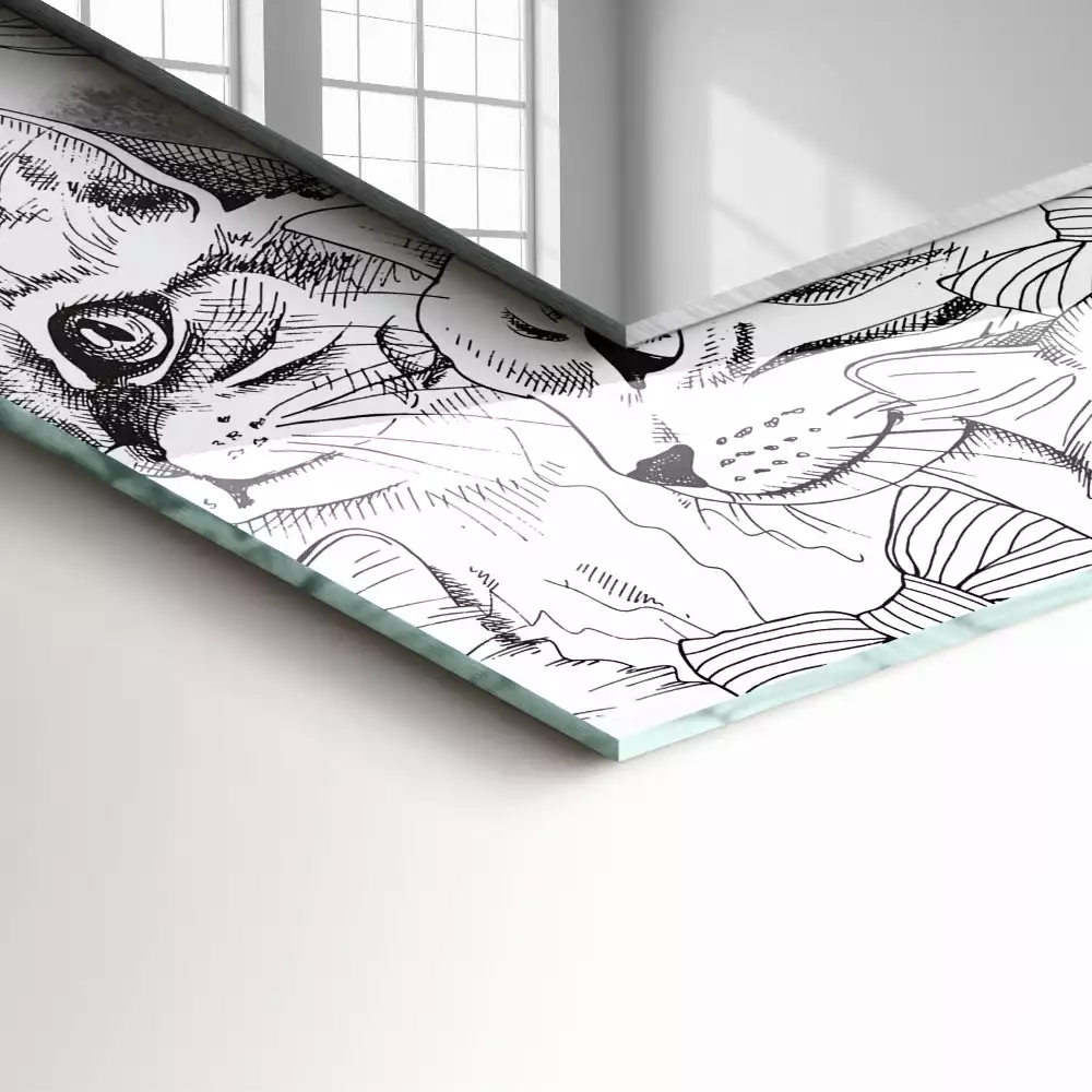 Oglindă imprimată Pisici cu papion