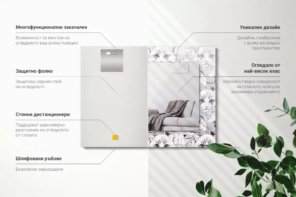 Oglindă imprimată Pisici cu papion