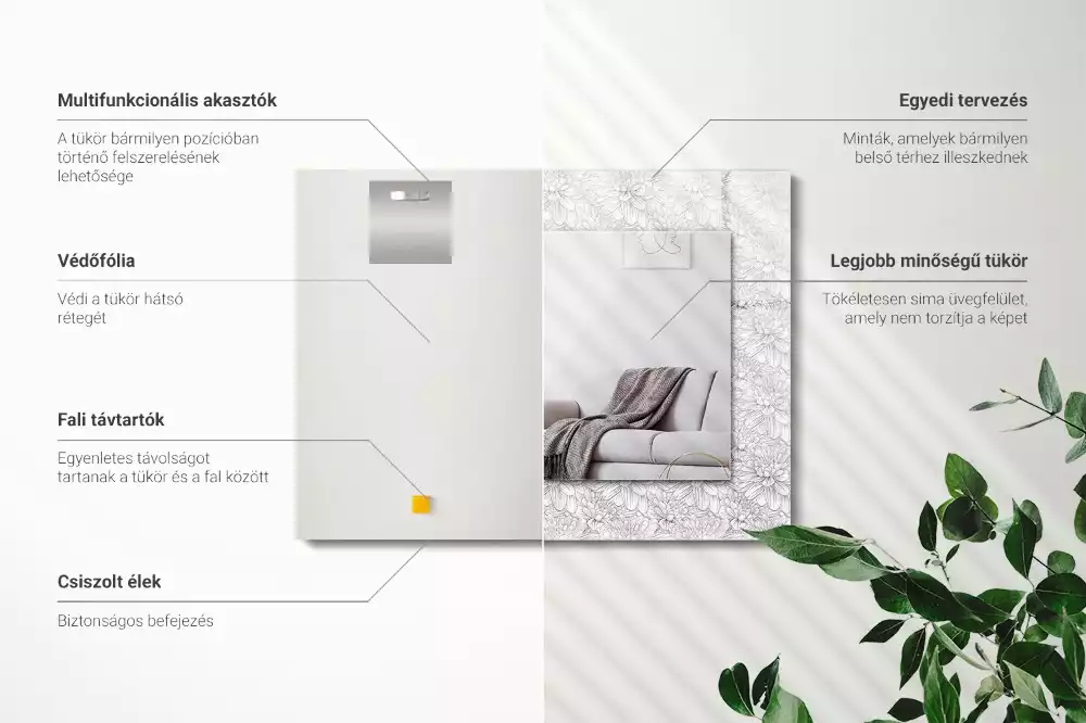 Decorațiuni de perete cu oglinzi Model floral monocromatic