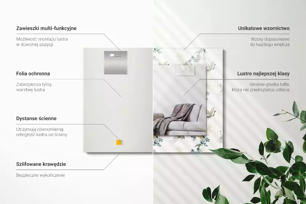 Decorațiuni perete cu oglindă Păsări și flori