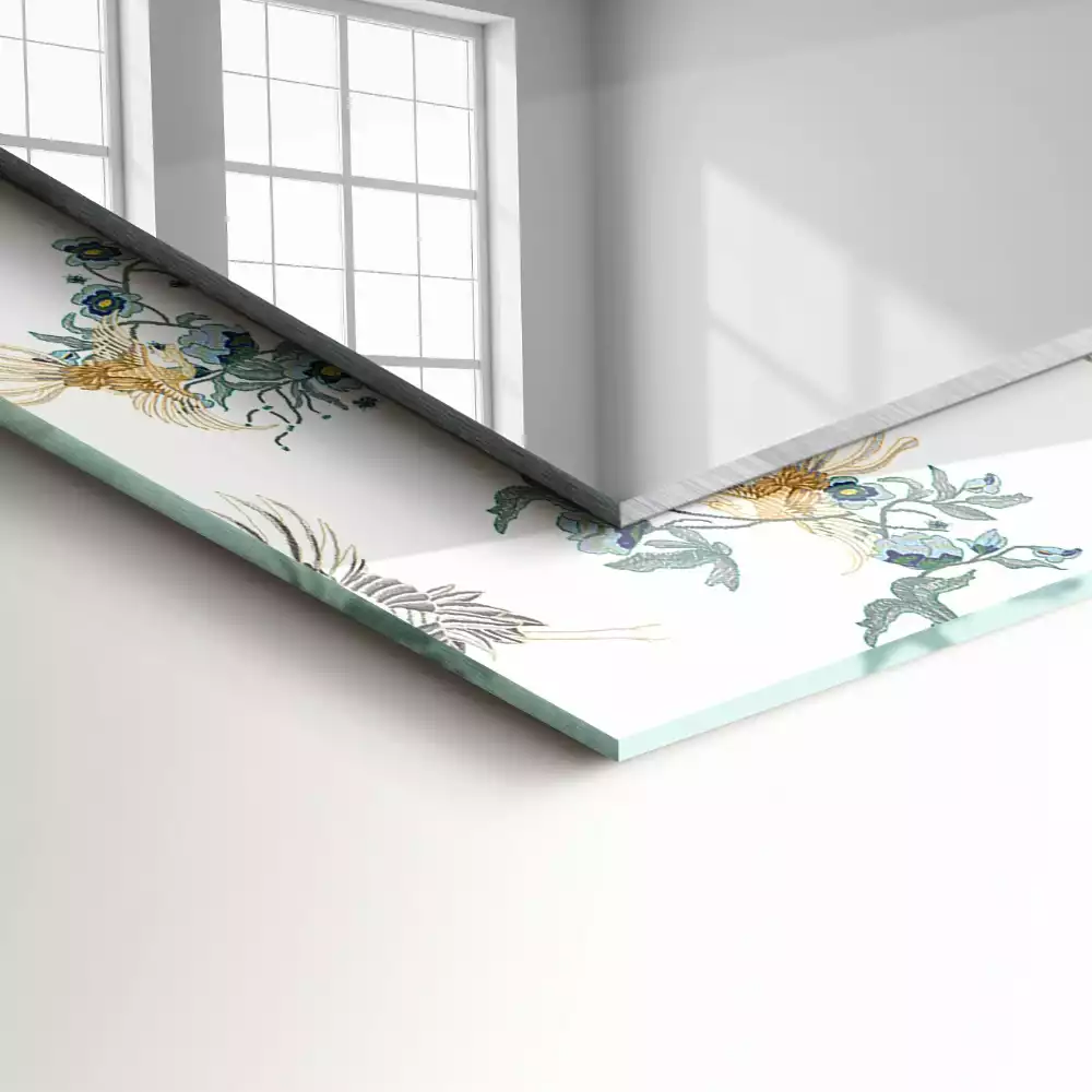 Decorațiuni perete cu oglindă Păsări și flori