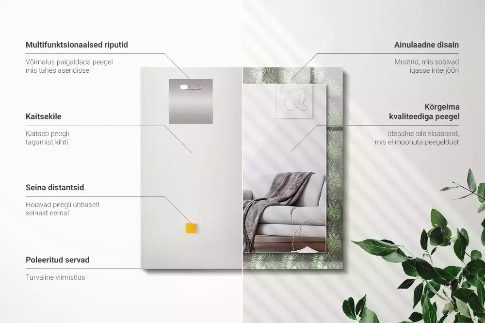 Oglindă imprimată Frunze de plante tropicale