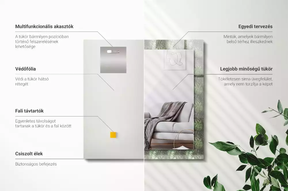 Oglindă imprimată Frunze de plante tropicale