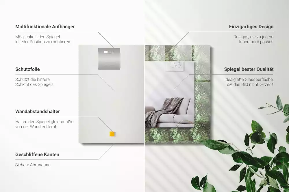 Oglindă imprimată Frunze de plante tropicale