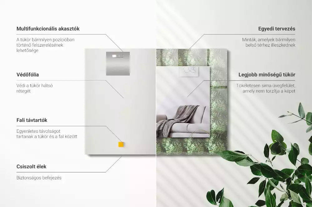 Oglindă imprimată Frunze de plante tropicale