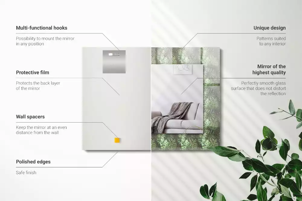 Oglindă imprimată Frunze de plante tropicale