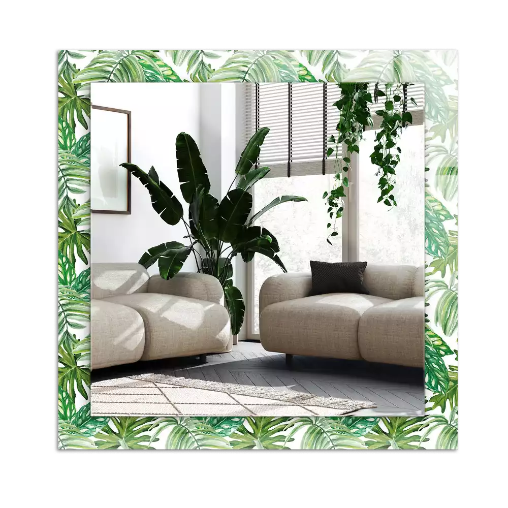 Decorațiuni de perete cu oglinzi Frunze tropicale verzi