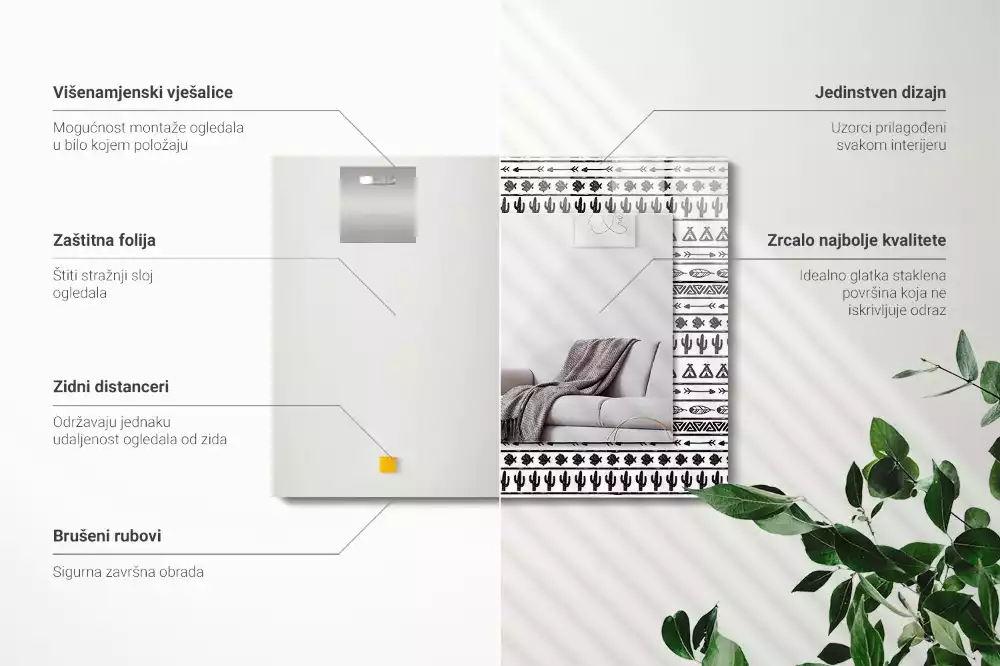 Oglindă imprimată Cactuși săgeți tipi