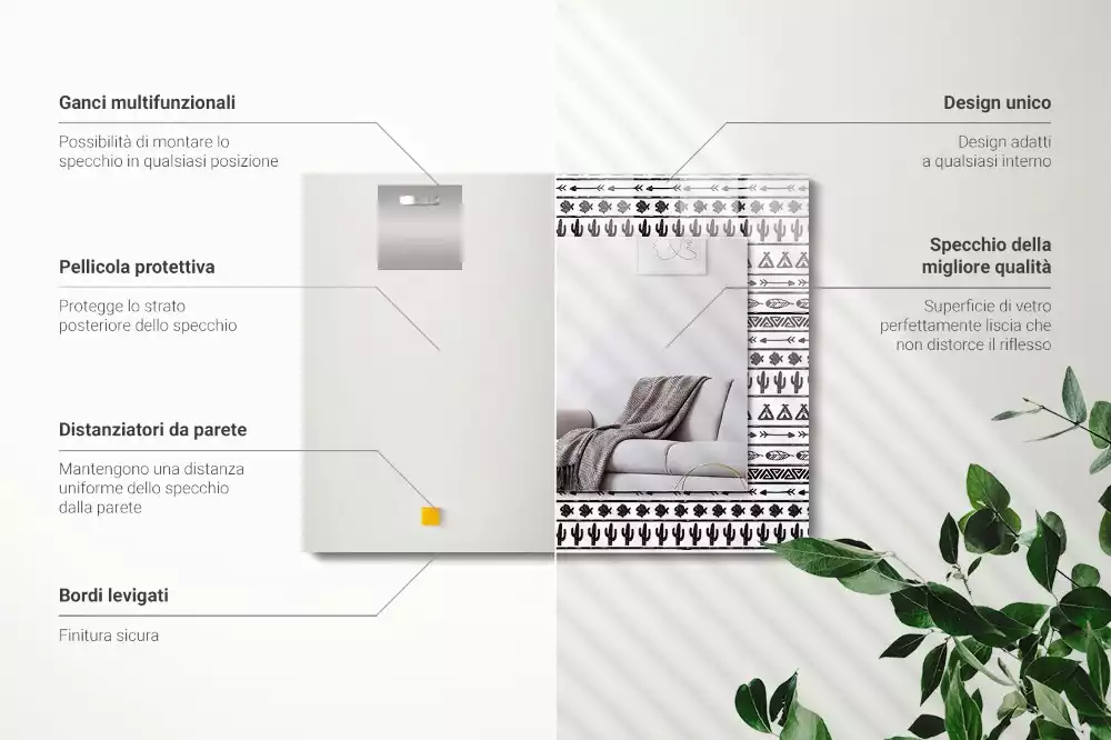 Oglindă imprimată Cactuși săgeți tipi