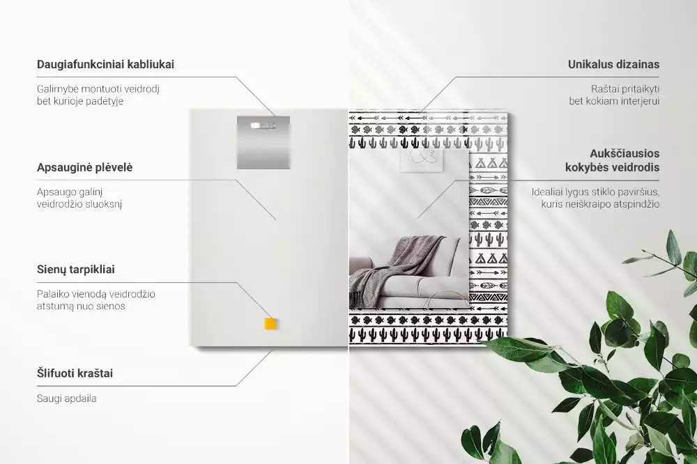 Oglindă imprimată Cactuși săgeți tipi