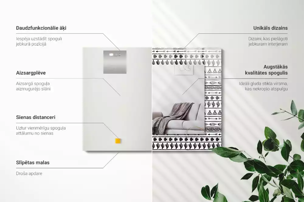 Oglindă imprimată Cactuși săgeți tipi