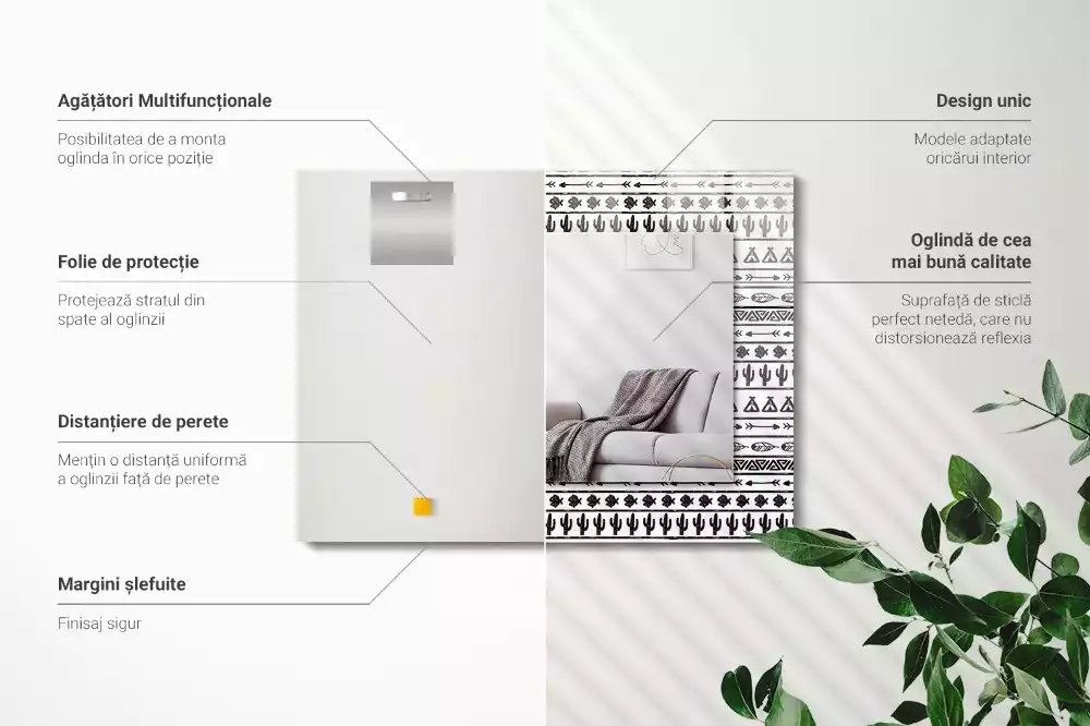 Oglindă imprimată Cactuși săgeți tipi