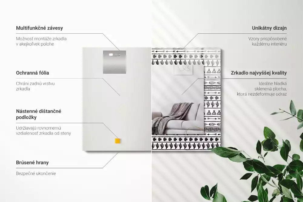 Oglindă imprimată Cactuși săgeți tipi