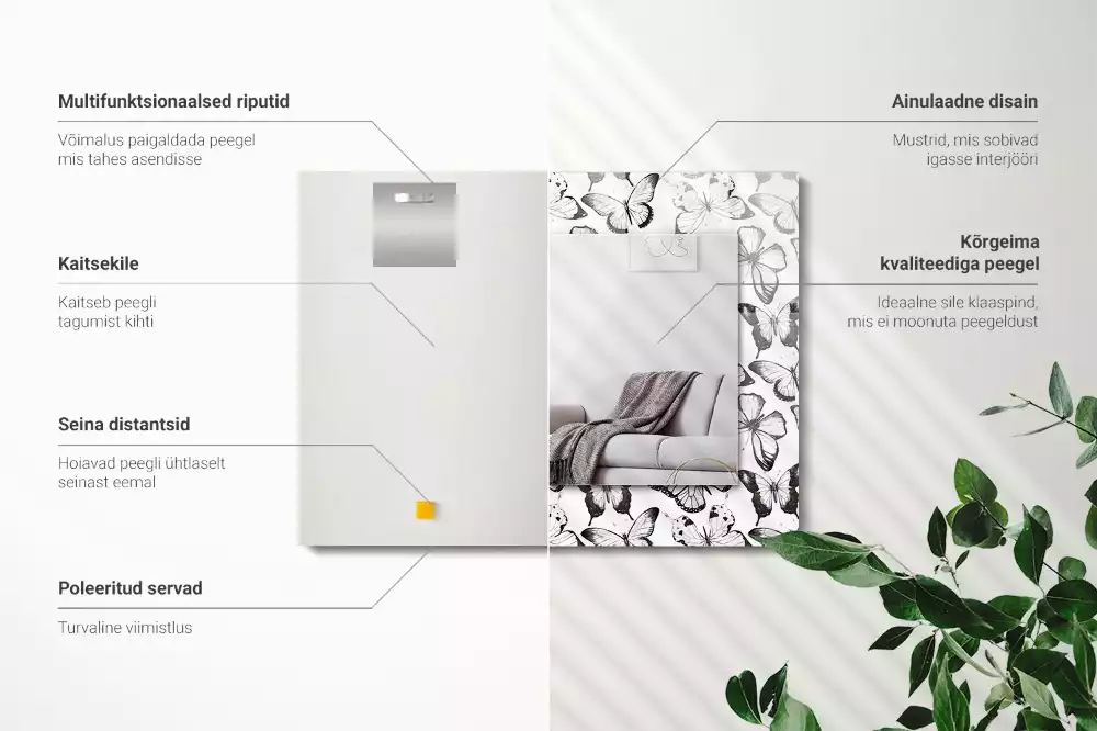 Decorațiuni de perete cu oglinzi Fluturi alb-negru