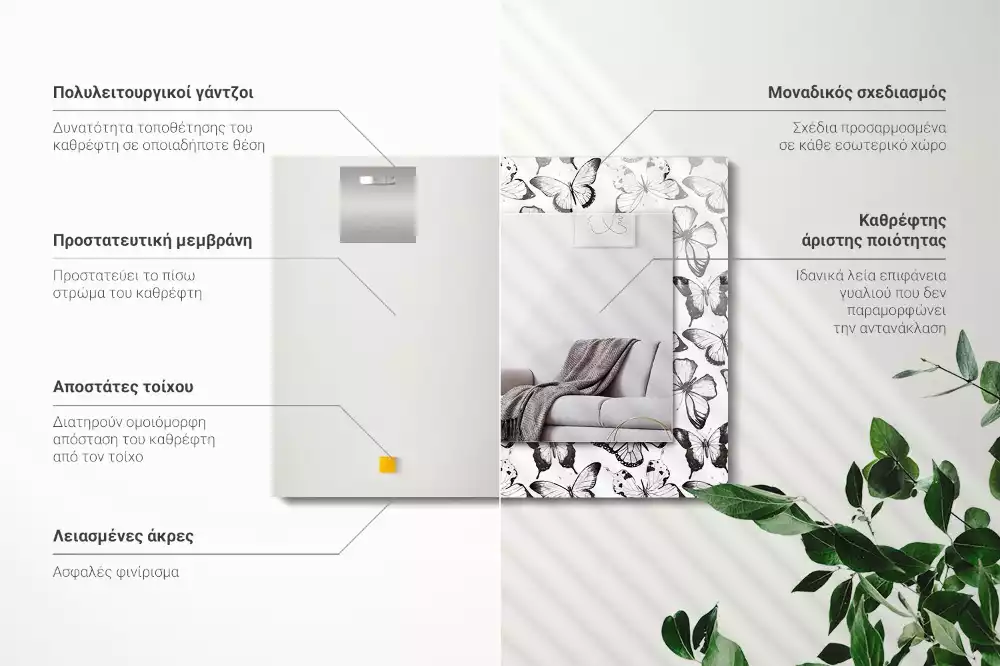 Decorațiuni de perete cu oglinzi Fluturi alb-negru