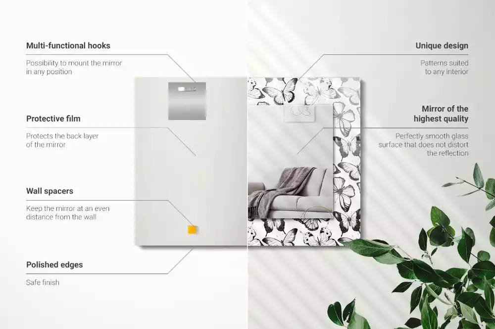 Decorațiuni de perete cu oglinzi Fluturi alb-negru