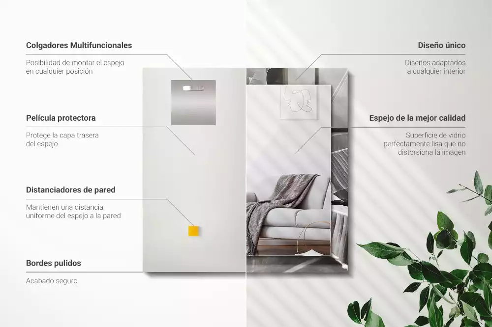 Decorațiuni perete cu oglindă Frunze de bananier