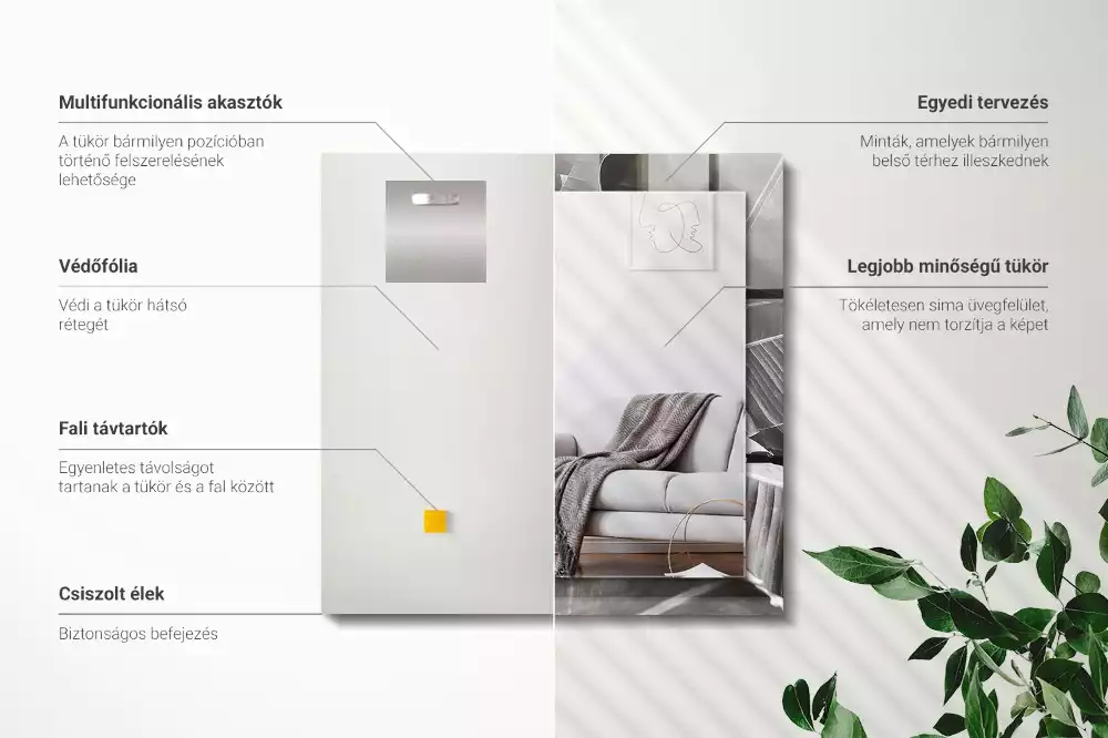 Decorațiuni perete cu oglindă Frunze de bananier