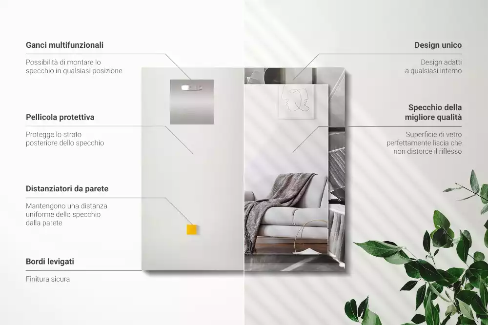 Decorațiuni perete cu oglindă Frunze de bananier