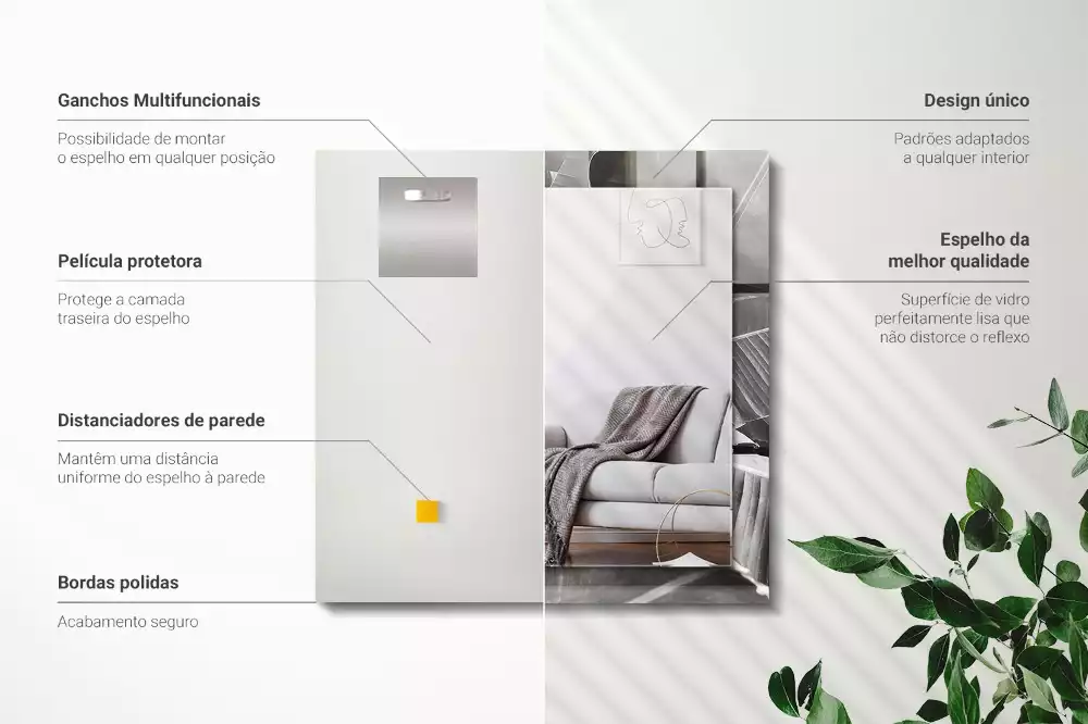 Decorațiuni perete cu oglindă Frunze de bananier