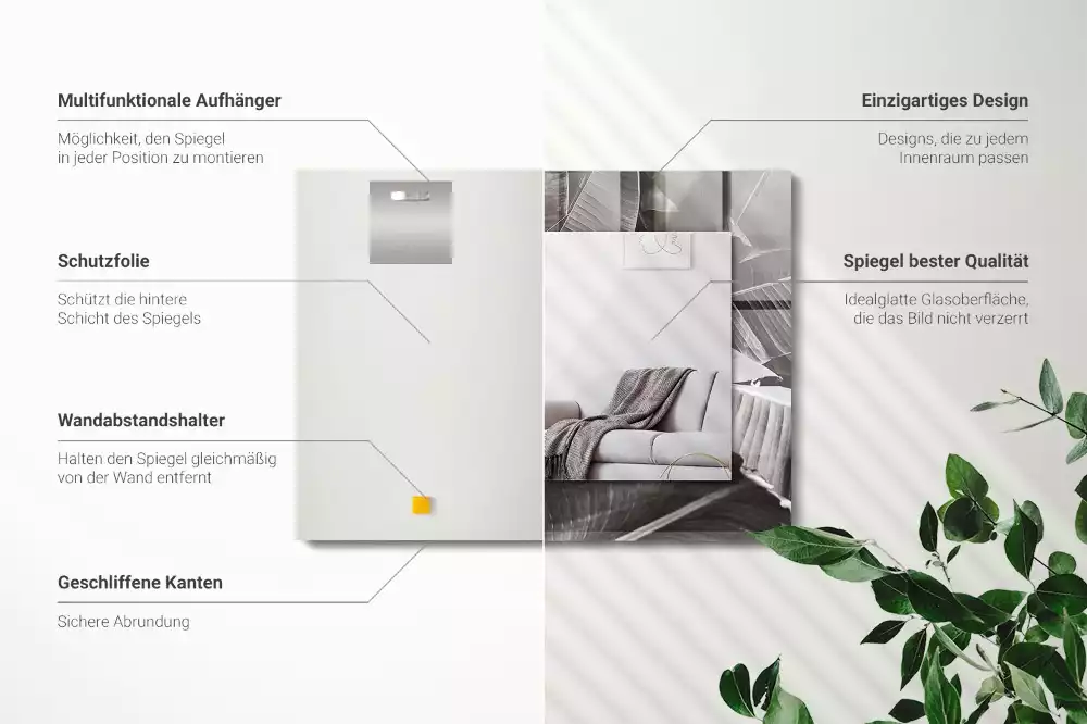 Decorațiuni perete cu oglindă Frunze de bananier