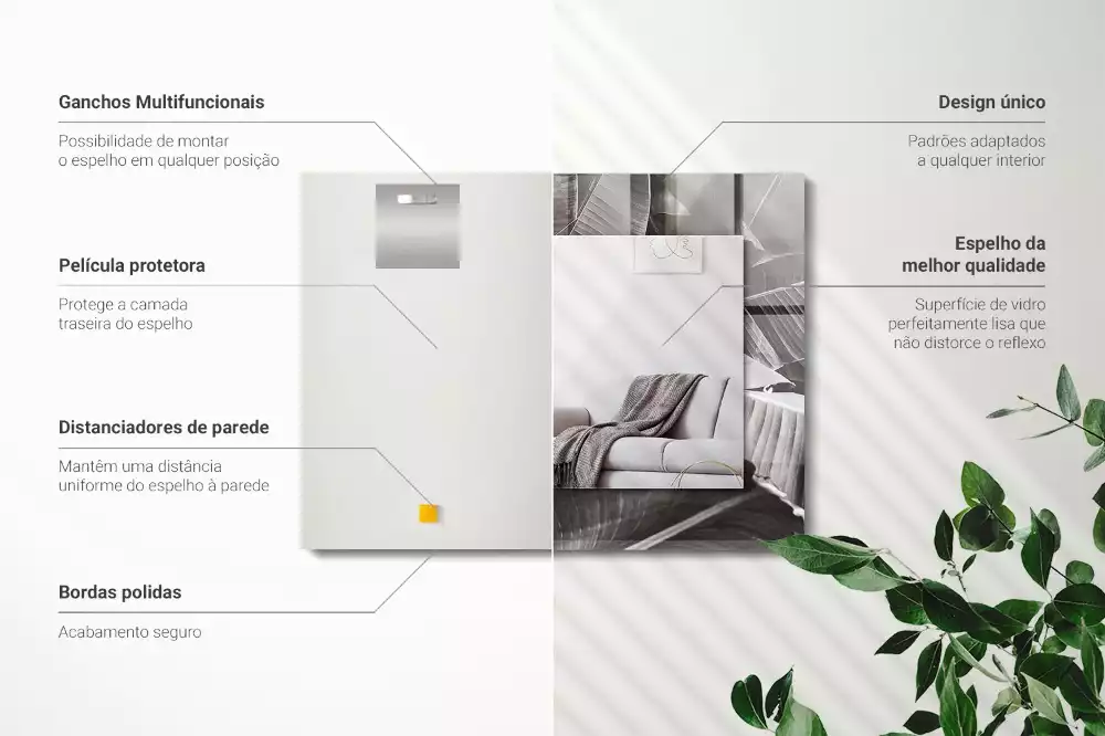 Decorațiuni perete cu oglindă Frunze de bananier