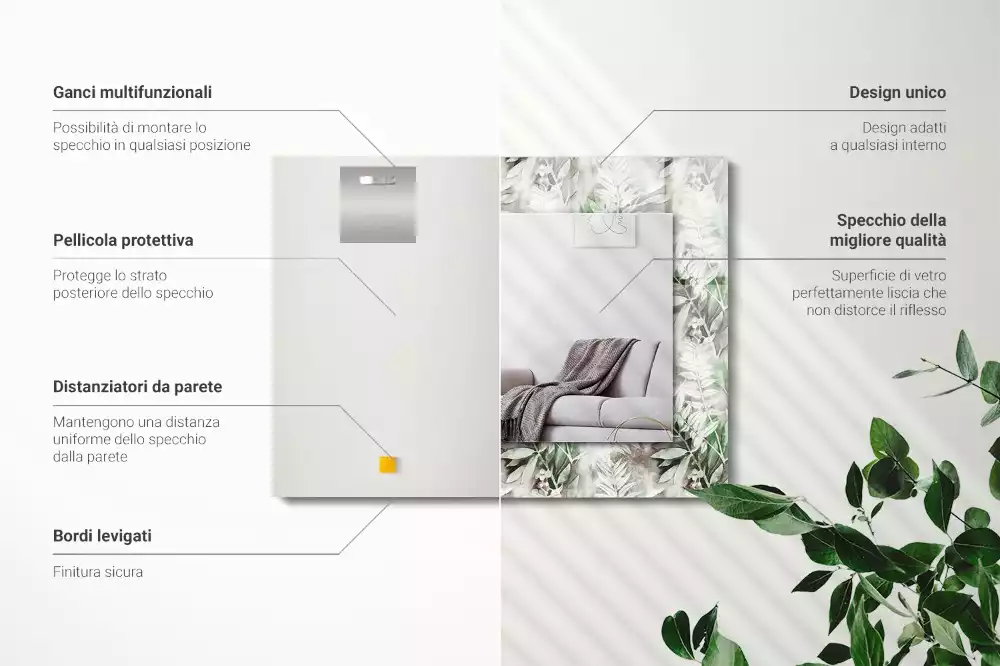 Oglindă imprimată Model frunze verzi