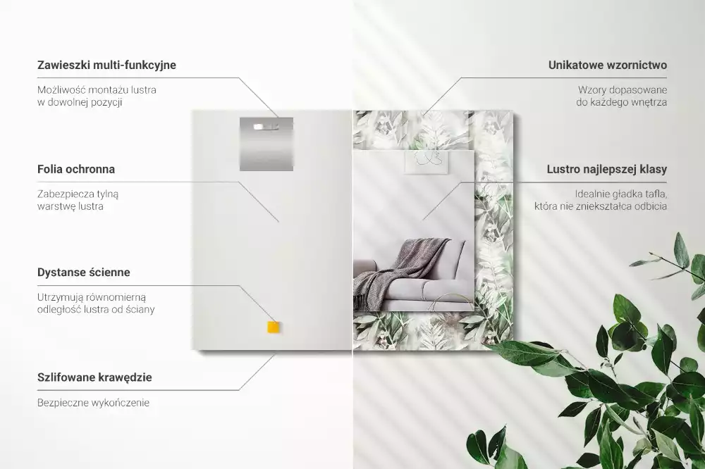 Oglindă imprimată Model frunze verzi